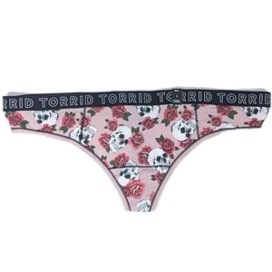 Torrid Curve Plus Size Thong sz 3 Women Panty Skulls Roses Wide Waistband 3X